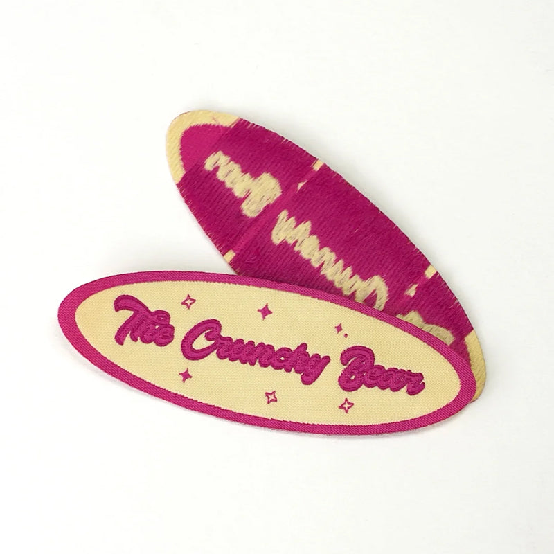 Oval Custom Woven Label – The Crunchy Bear Style | Retro & Whimsical Brand Patch